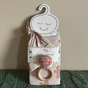 Toby My First Christmas Baby Blanket Hat & Rattle Gingerbread NEW!